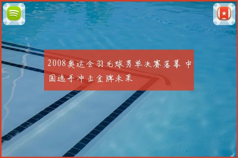 2008奥运会羽毛球男单决赛落幕 中国选手冲击金牌未果